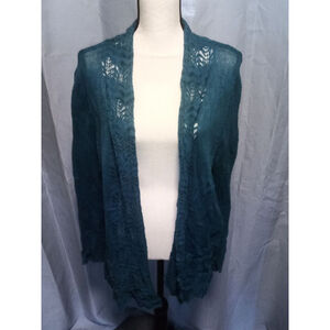 Women's Dressbarn Teal Open Knit Cardigan XL